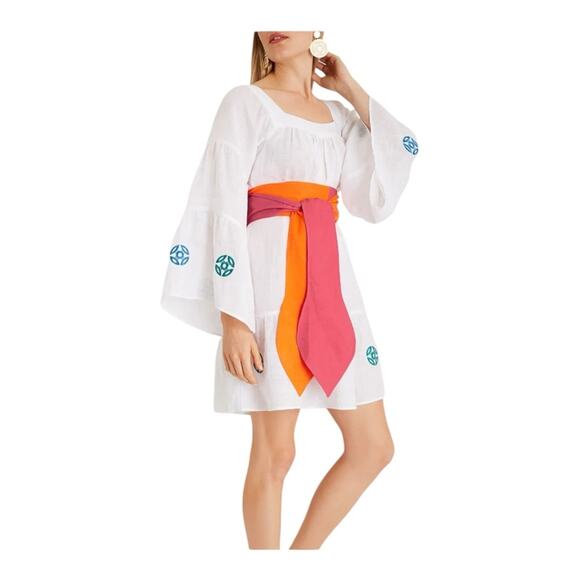 Hester Bly The Zaddie Linen Embroidered Dress Womens Size Medium - Picture 1 of 6